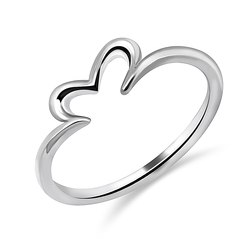 Silver Ring Half Heart NSR-209